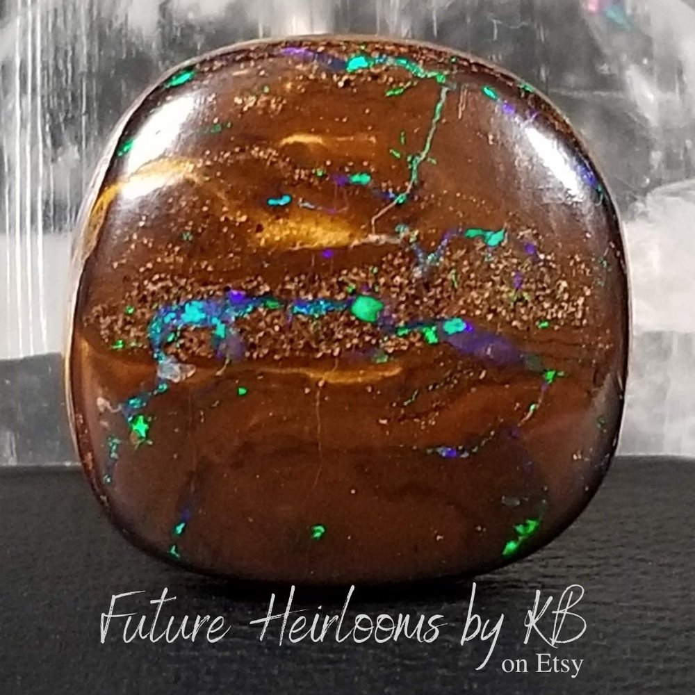 Australian Koroit Opal * sparkly boulder opal cab * 13.39 x 13.02 x 3.87mm